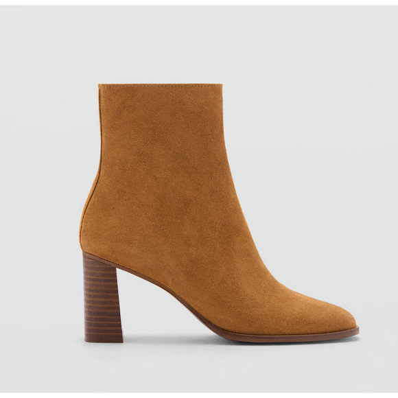 NEW MANGO MNG MEDIUM BROWN HEEL SUEDE ANKLE BOOTS BOOTIE SZ 40 US 9 - Picture 2 of 11